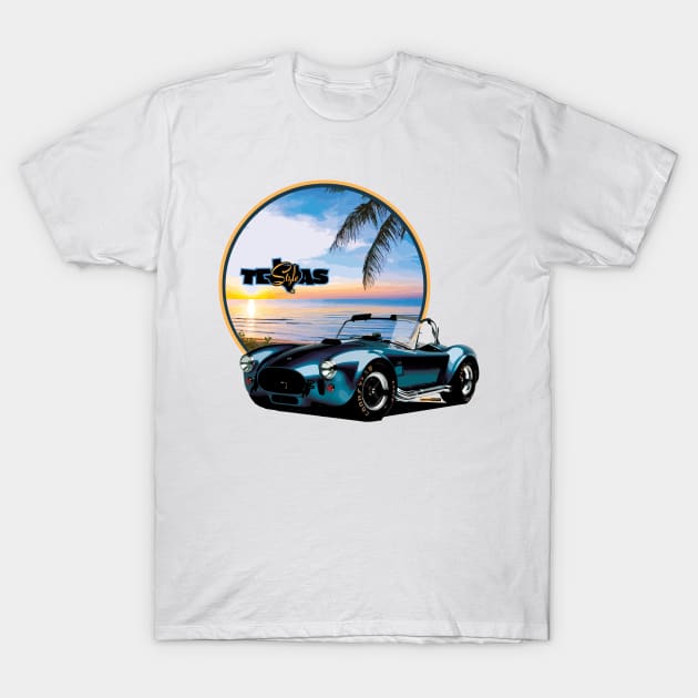 Texas Style Shelby Cobra on the beach T-Shirt by CamcoGraphics